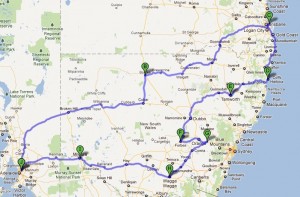 Sep Oct 2011 QLD trip map