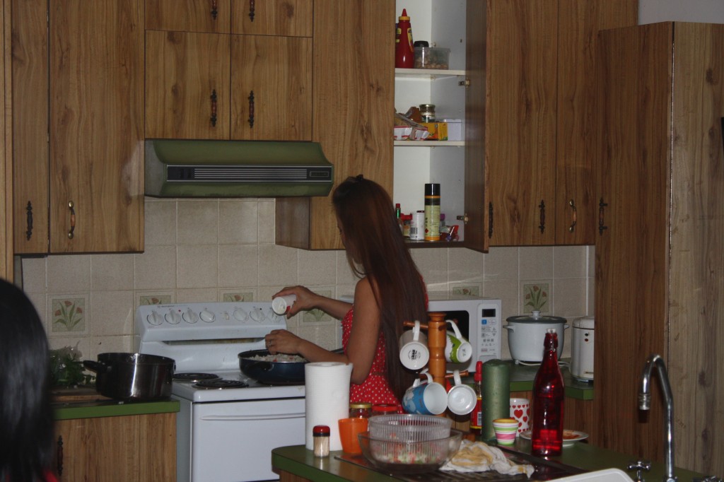 Flo busy cooking
